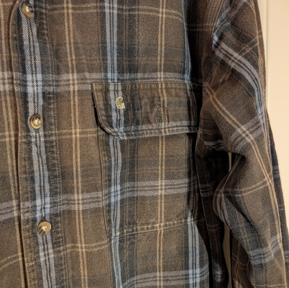 Carhartt men’s work shirt- Heavy Weight Flannel. Large Tall - Picture 3 of 8